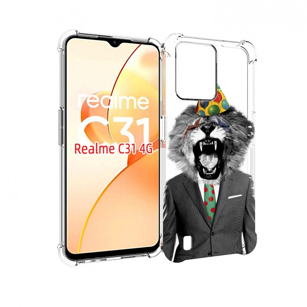 Чехол MyPads Лев в галстуке для OPPO Realme C31