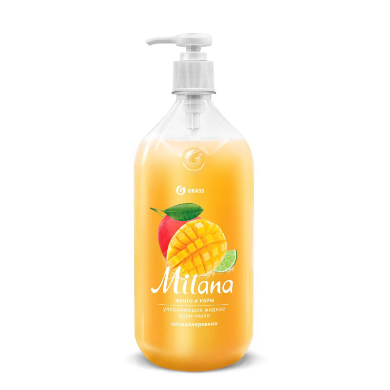 Крем-мыло Grass Milana жидкое манго и лайм 1000 мл с дозатором