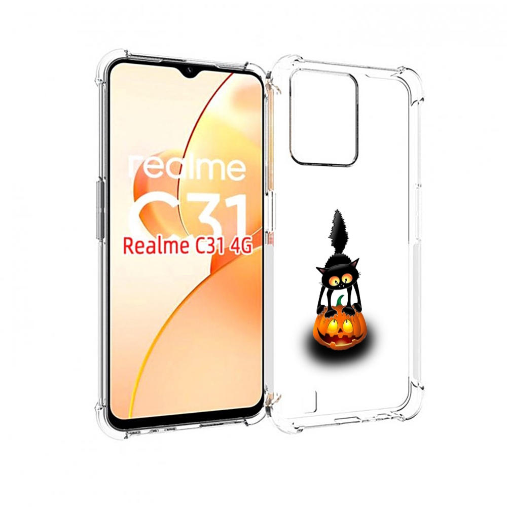 

Чехол MyPads Котик с тыквой для OPPO Realme C31, Прозрачный, Tocco