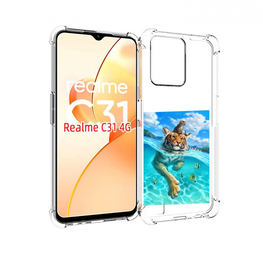 

Чехол MyPads Кот-на-тигре для OPPO Realme C31, Прозрачный, Tocco