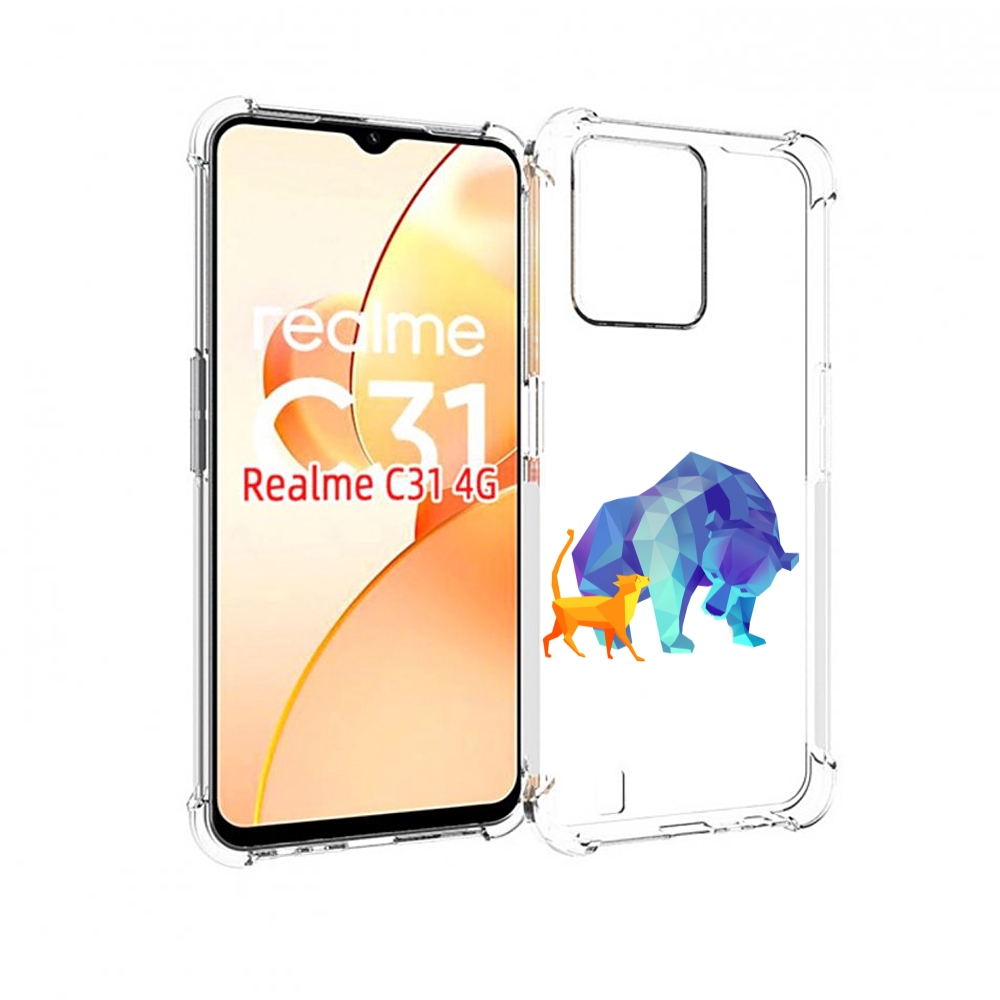 

Чехол MyPads Кот-и-медведь для OPPO Realme C31, Прозрачный, Tocco