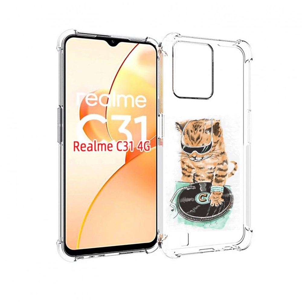 

Чехол MyPads Кот диджей для OPPO Realme C31, Прозрачный, Tocco