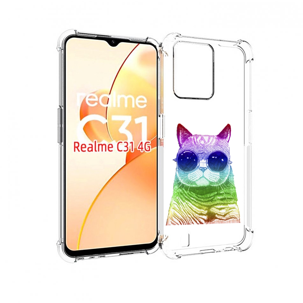 

Чехол MyPads Кот в очках для OPPO Realme C31, Прозрачный, Tocco