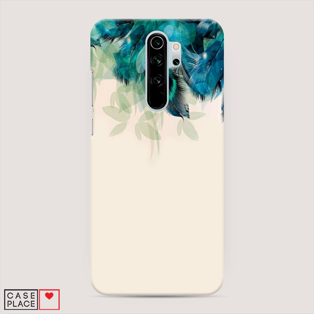 фото Пластиковый чехол "перья голубого цвета" на xiaomi redmi note 8 pro awog