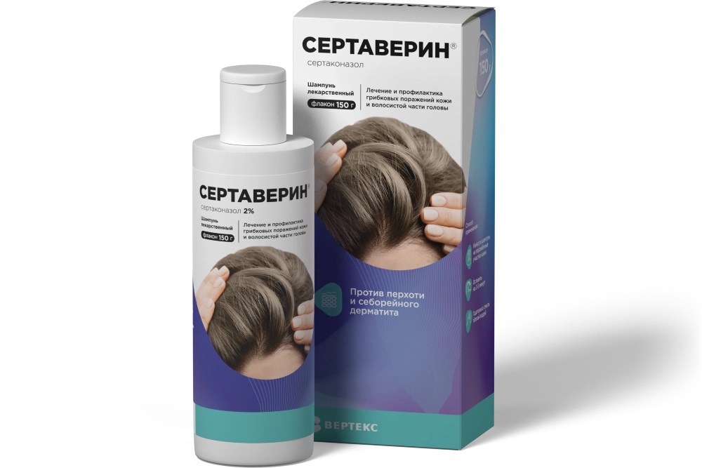 

Сертаверин, шампунь лекарственный 2 %, флакон 150 г.