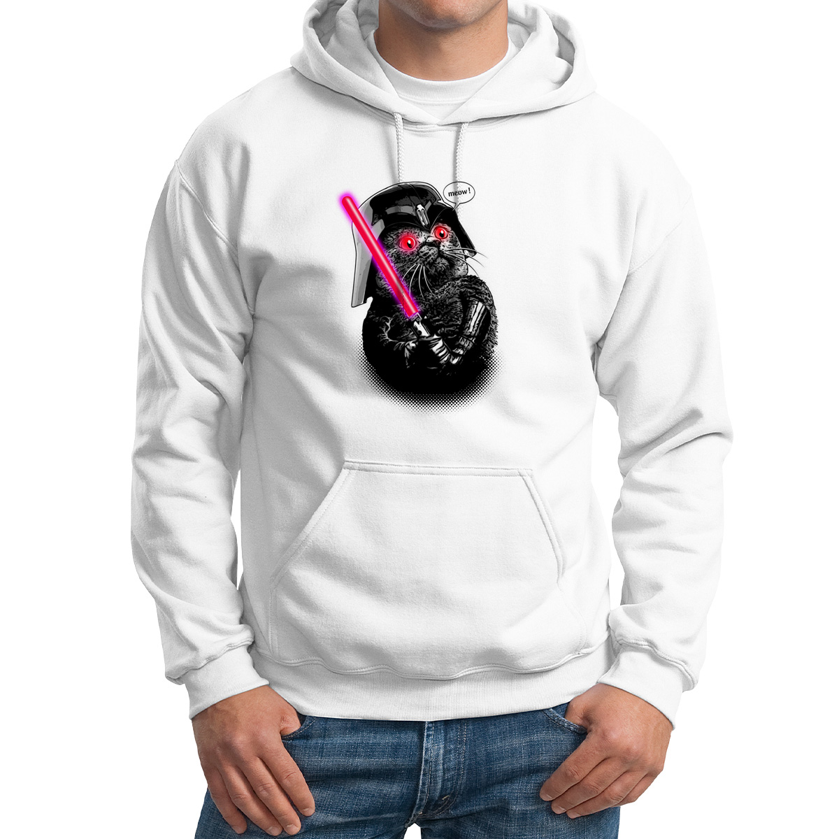 

Худи унисекс CoolPodarok Кот вейдер мяу белое 52 RU, 2M015819