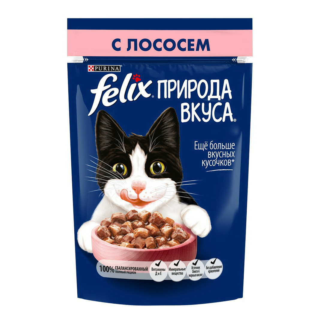 

Влажный корм Felix Природа вкуса с лососем для кошек 75 г, Природа вкуса