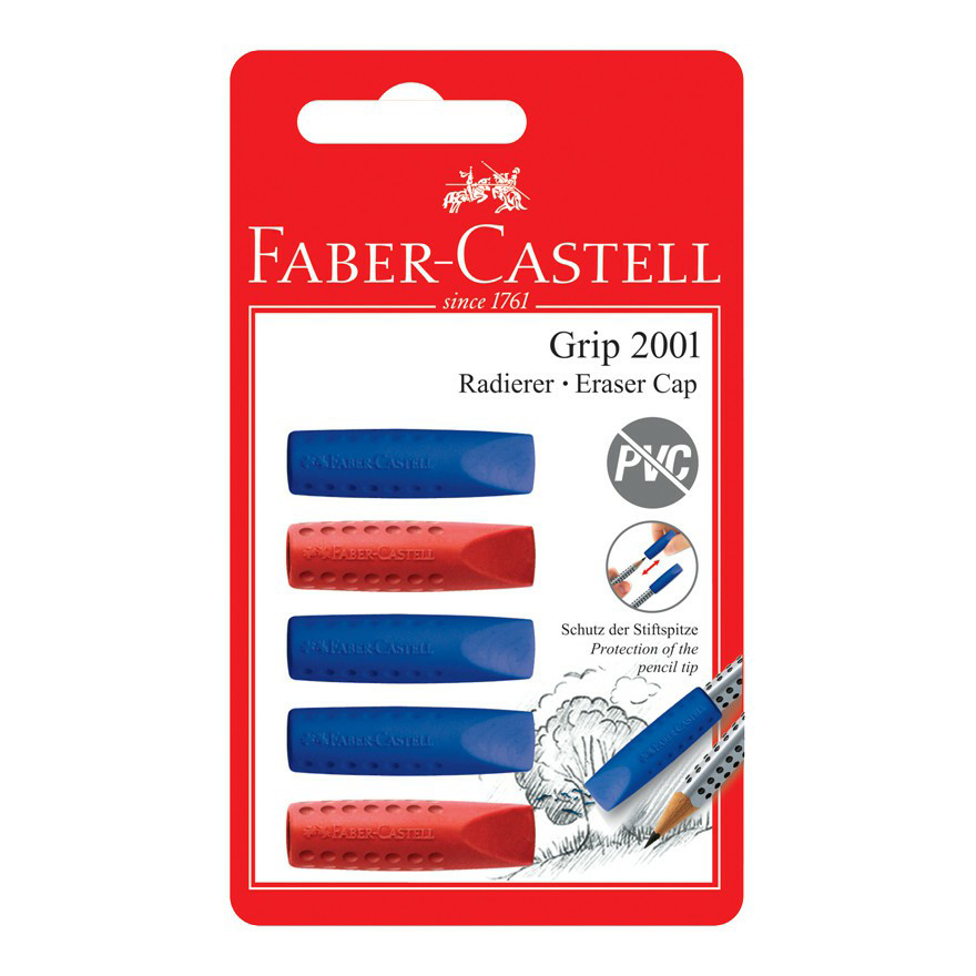 

Ластик-колпачок Faber-Castell Grip 2001 1,5 х 1,5 х 9 см 5 шт