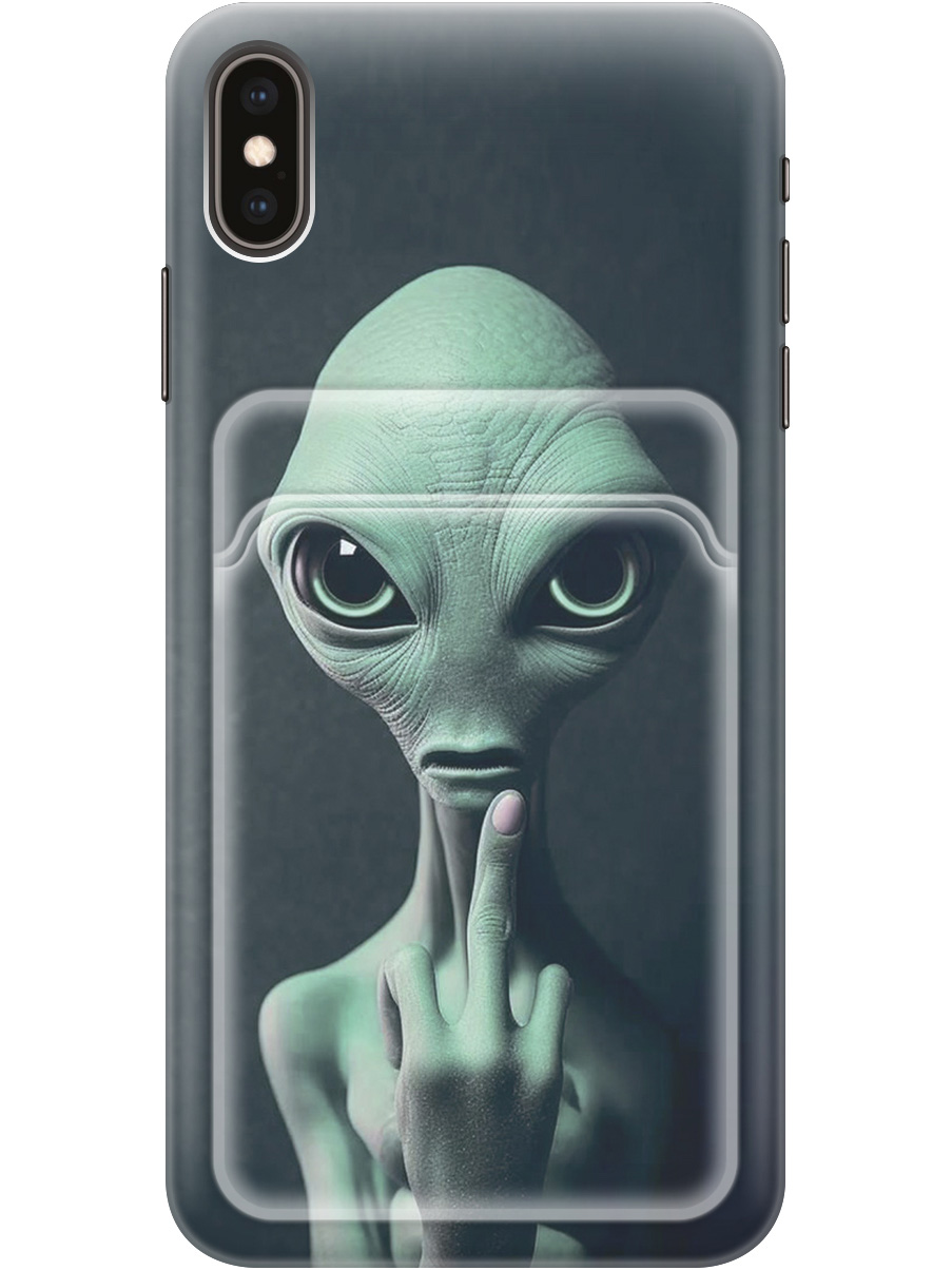 

Силиконовый чехол на Apple iPhone XS Max с рисунком "Инопланетянин", Зеленый;синий;черный, 20012028