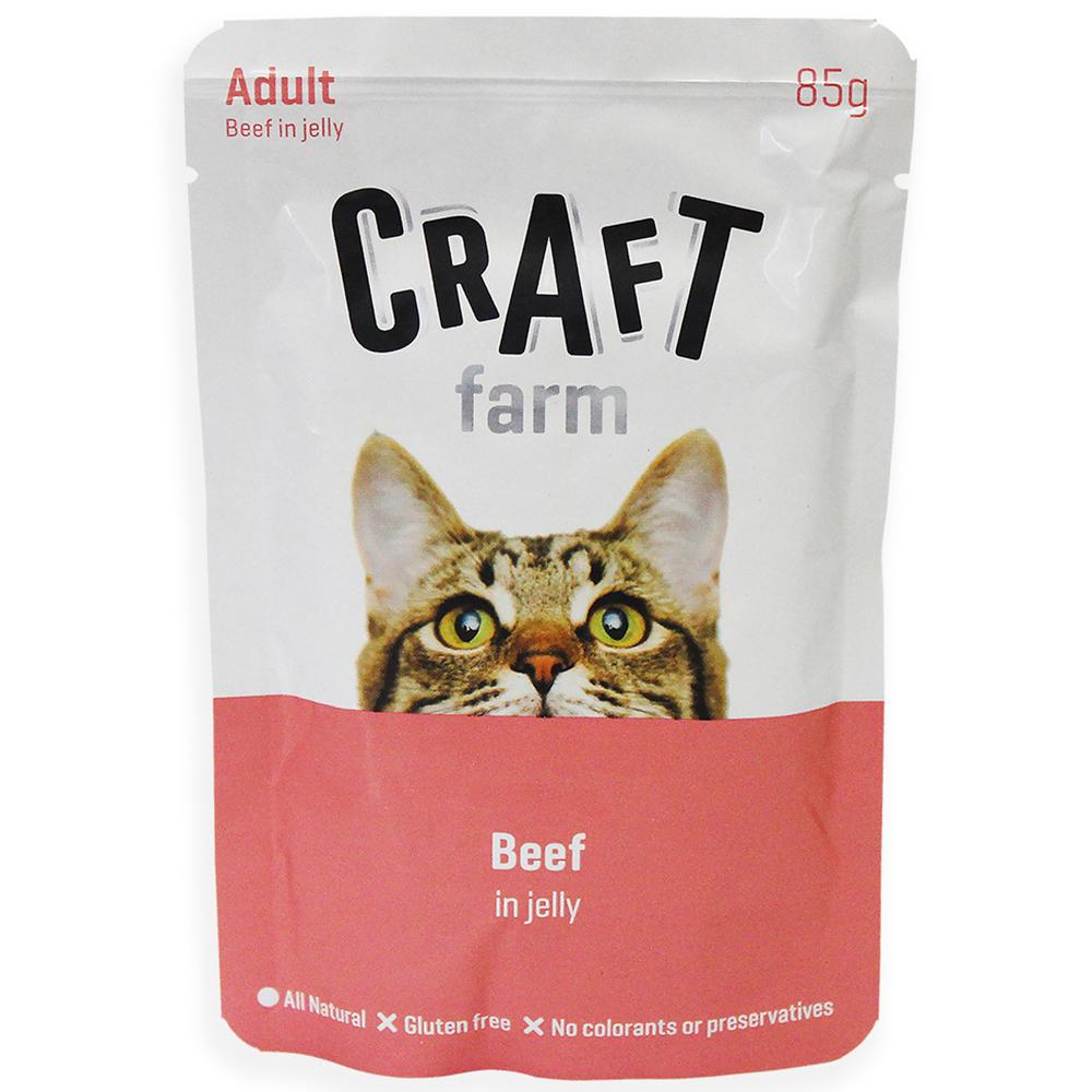 

Влажный корм для кошек Craft Farm говядина в желе, 85 г, Adult