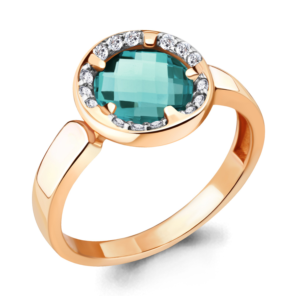 

Кольцо из серебра с турмалином р.  Aquamarine 6920888А_925_з, 6920888А_925_з