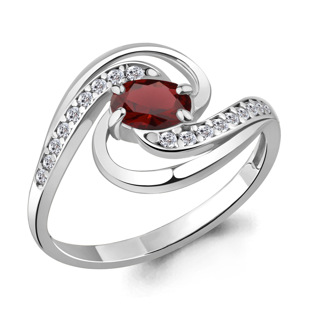 

Кольцо из серебра с гранатом р. 17,5 Aquamarine 6920403А_925_р, 6920403А_925_р