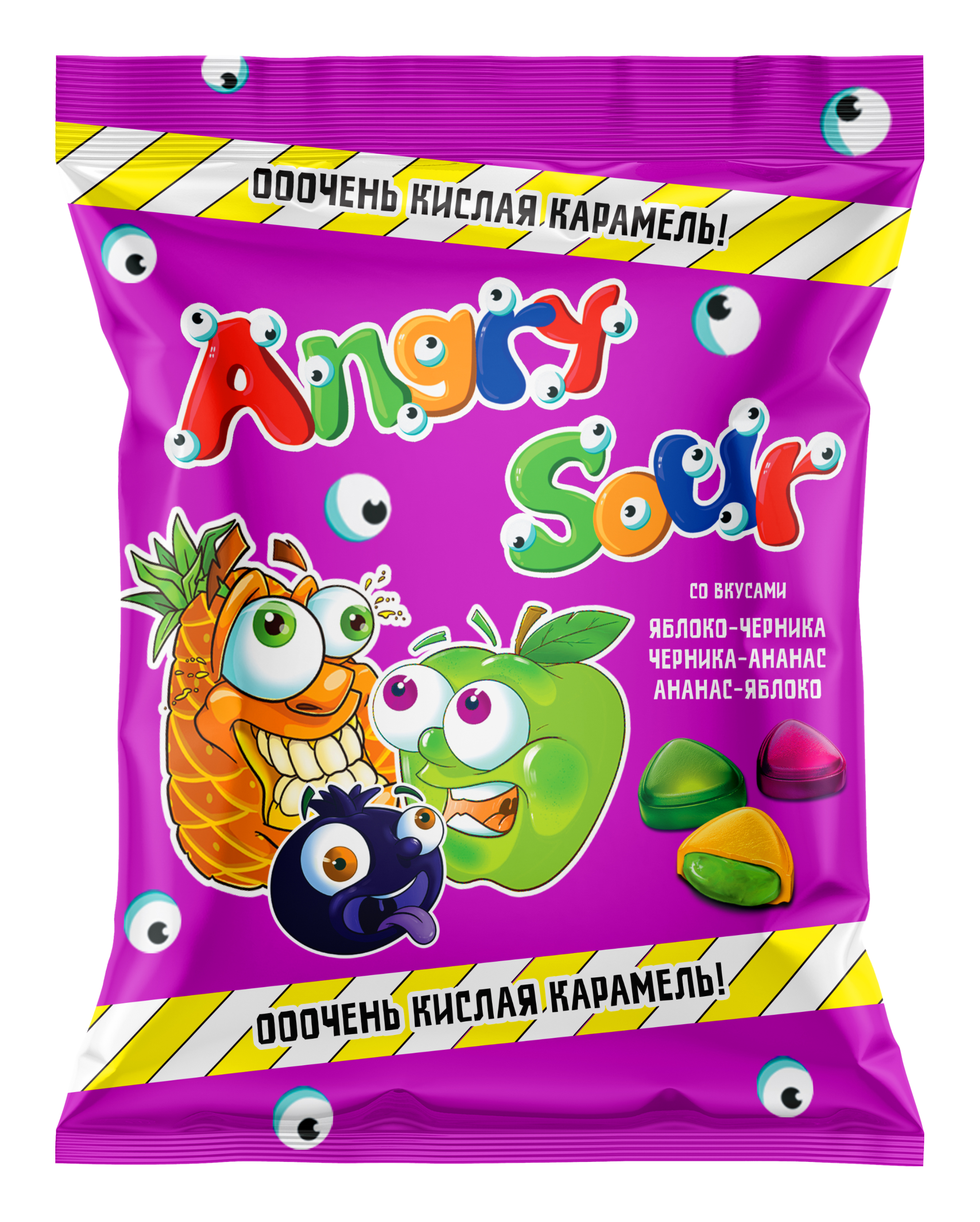 

Карамель Angry Sour с желейной начинкой микс 120 г