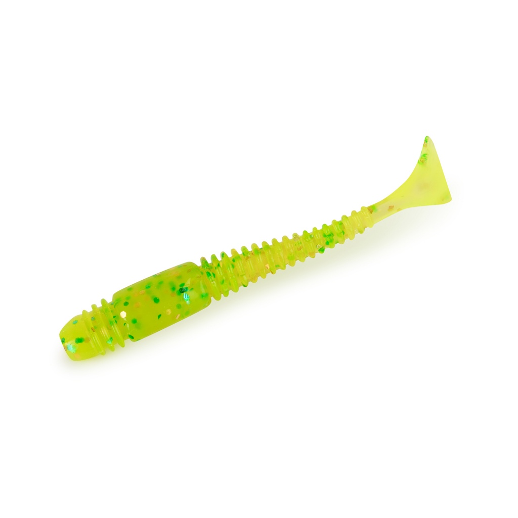

Силиконовая приманка Rigger 100 мм, dreen dots, 4 шт., Зеленый;желтый;черный