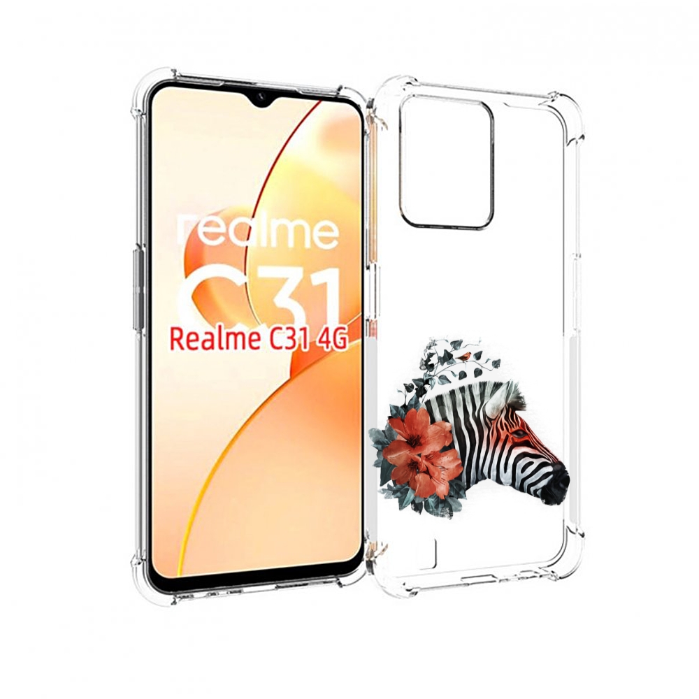 

Чехол MyPads Зебра с цветами для OPPO Realme C31, Прозрачный, Tocco