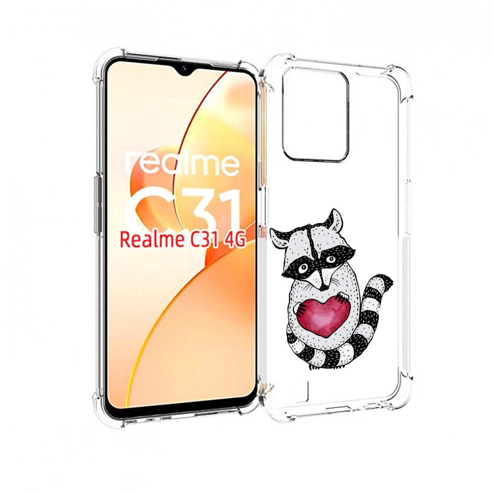 

Чехол MyPads Енот с сердечком для OPPO Realme C31, Прозрачный, Tocco