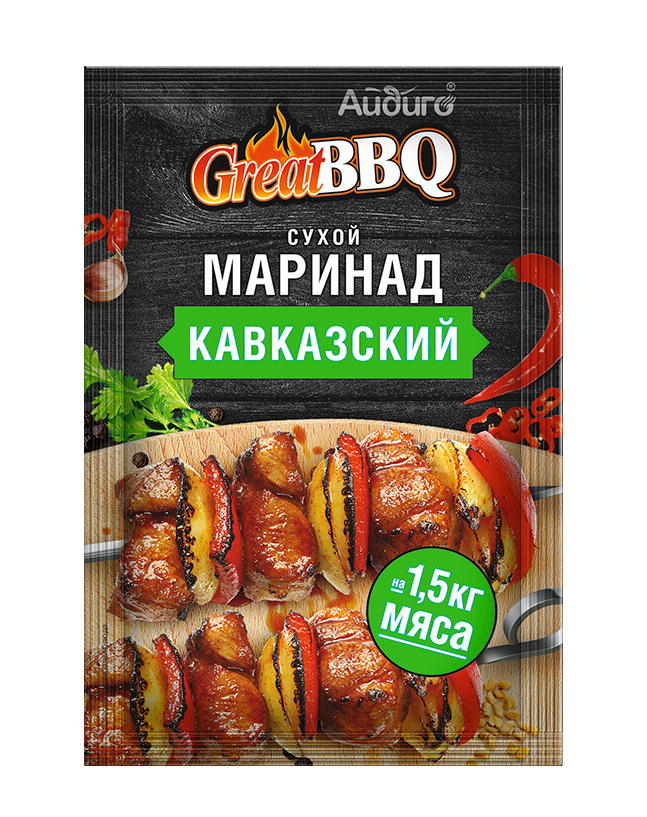 фото Маринад айдиго сухой кавказский great bbq 35 г