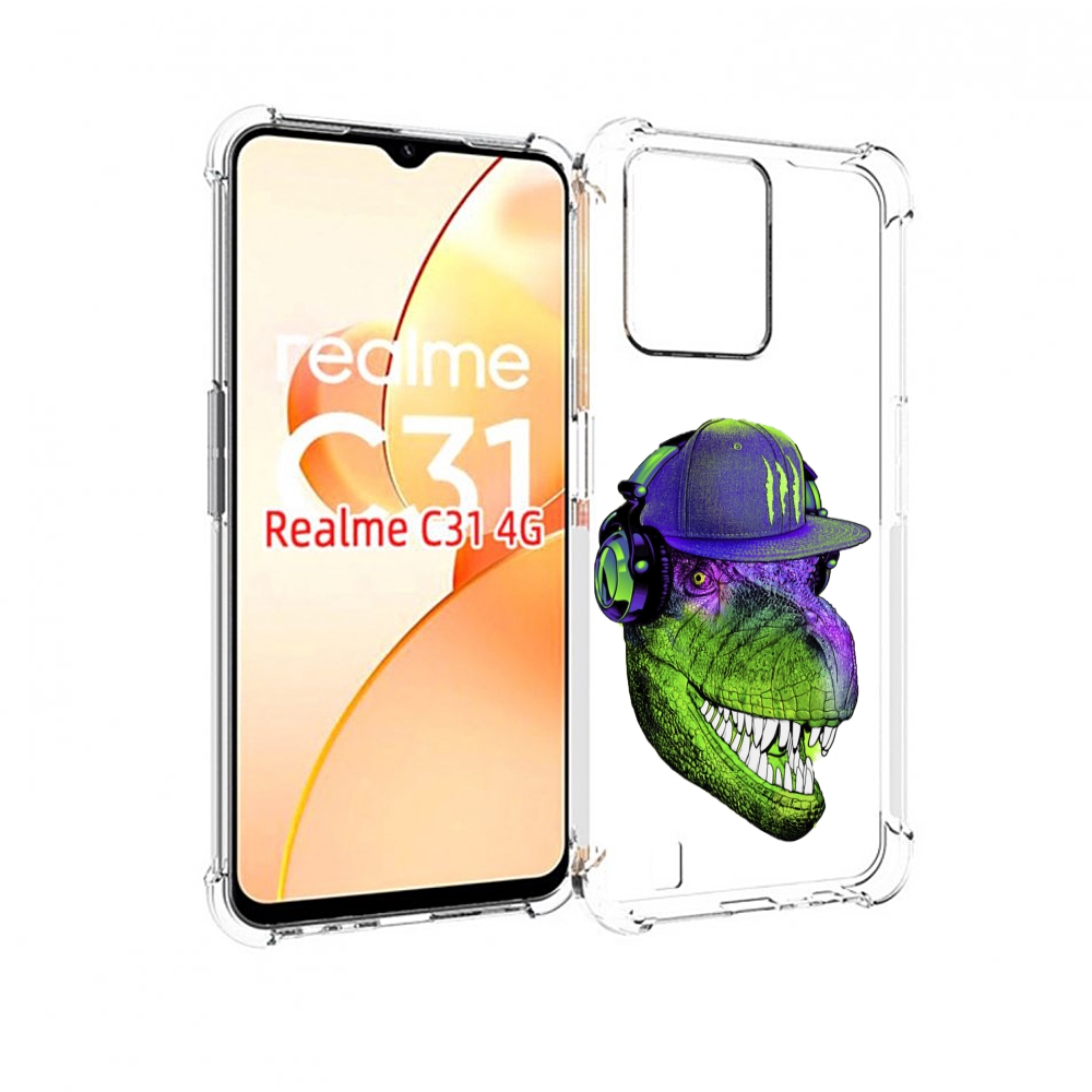 

Чехол MyPads Динозавр в кепке для OPPO Realme C31, Прозрачный, Tocco