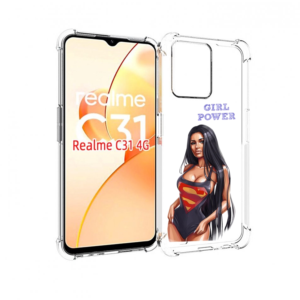 

Чехол MyPads Девушка-супермен женский для OPPO Realme C31, Прозрачный, Tocco