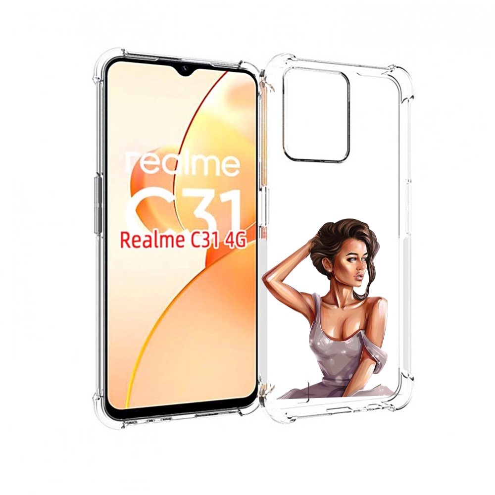 

Чехол MyPads Девушка-с-прической женский для OPPO Realme C31, Прозрачный, Tocco