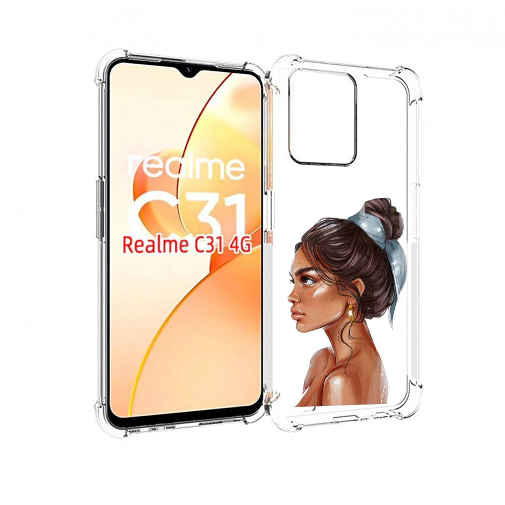 

Чехол MyPads Девушка-с-повязкой женский для OPPO Realme C31, Прозрачный, Tocco