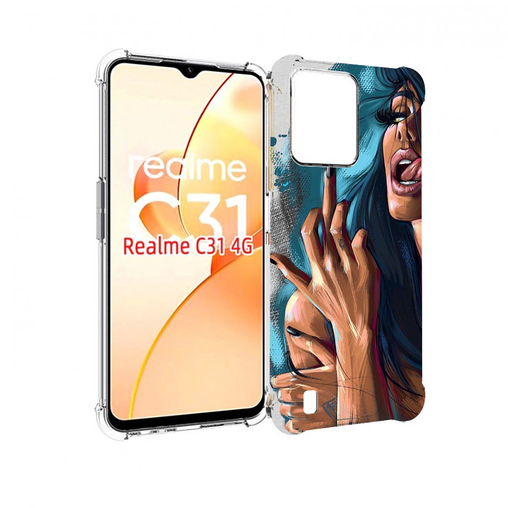 

Чехол MyPads Девушка-нарисованная-дерзкая женский для OPPO Realme C31, Прозрачный, Tocco