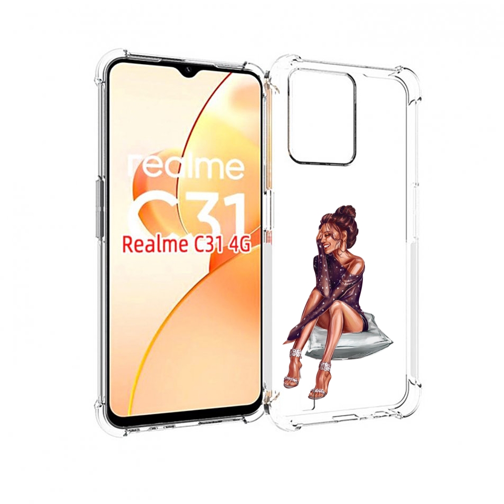 

Чехол MyPads Девушка-на-подушке женский для OPPO Realme C31, Прозрачный, Tocco