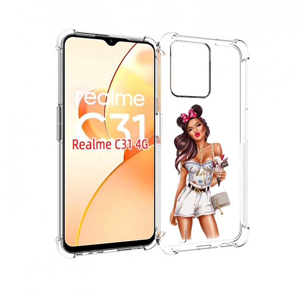 

Чехол MyPads Девушка-микки для OPPO Realme C31, Прозрачный, Tocco