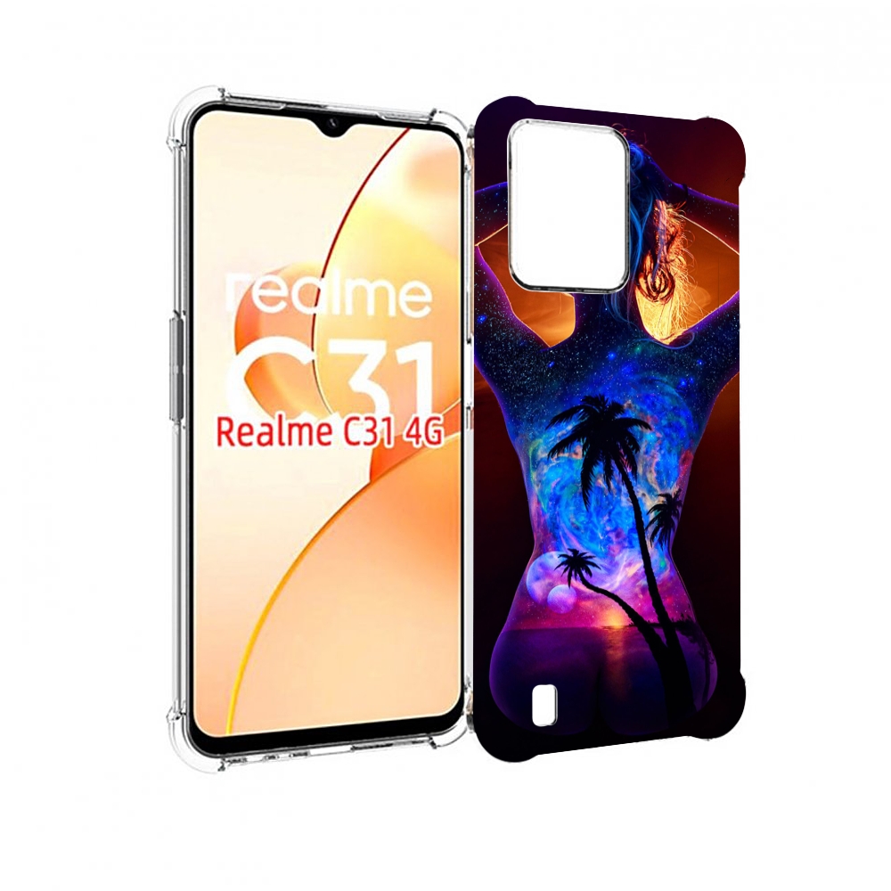 

Чехол MyPads Девушка-и-пальмы женский для OPPO Realme C31, Прозрачный, Tocco