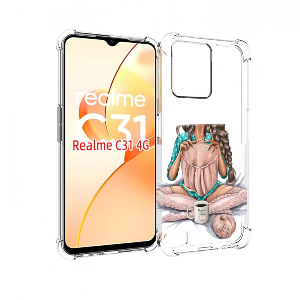 

Чехол MyPads Девушка-вяжет женский для OPPO Realme C31, Прозрачный, Tocco