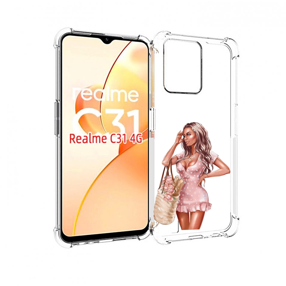 

Чехол MyPads Девушка-в-мини-платье женский для OPPO Realme C31, Прозрачный, Tocco