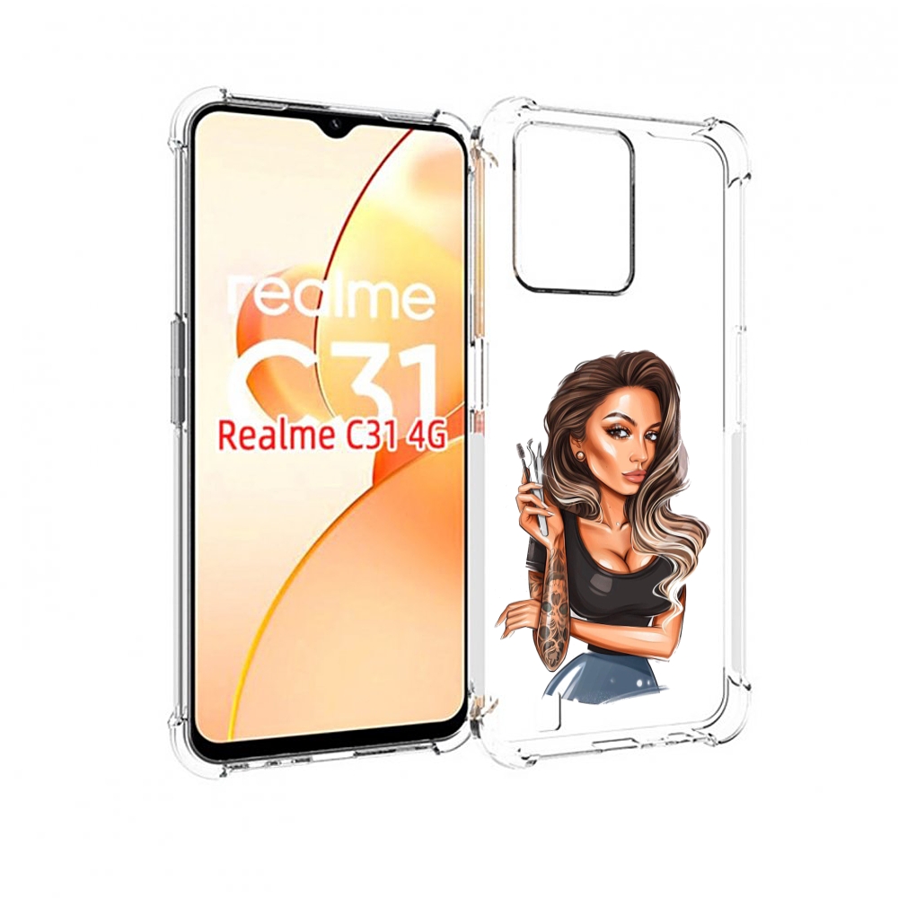 

Чехол MyPads Девушка-бровист для OPPO Realme C31, Прозрачный, Tocco