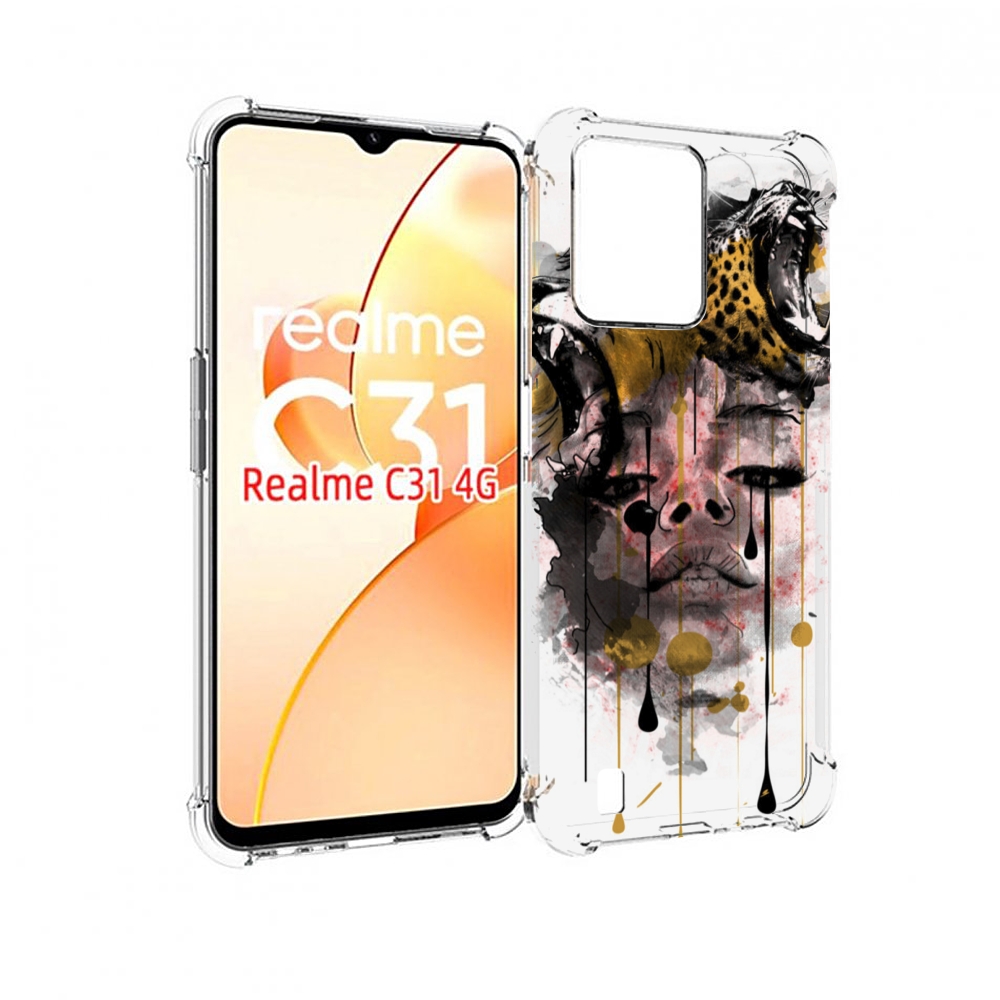 

Чехол MyPads Девушка гепард женский для OPPO Realme C31, Прозрачный, Tocco