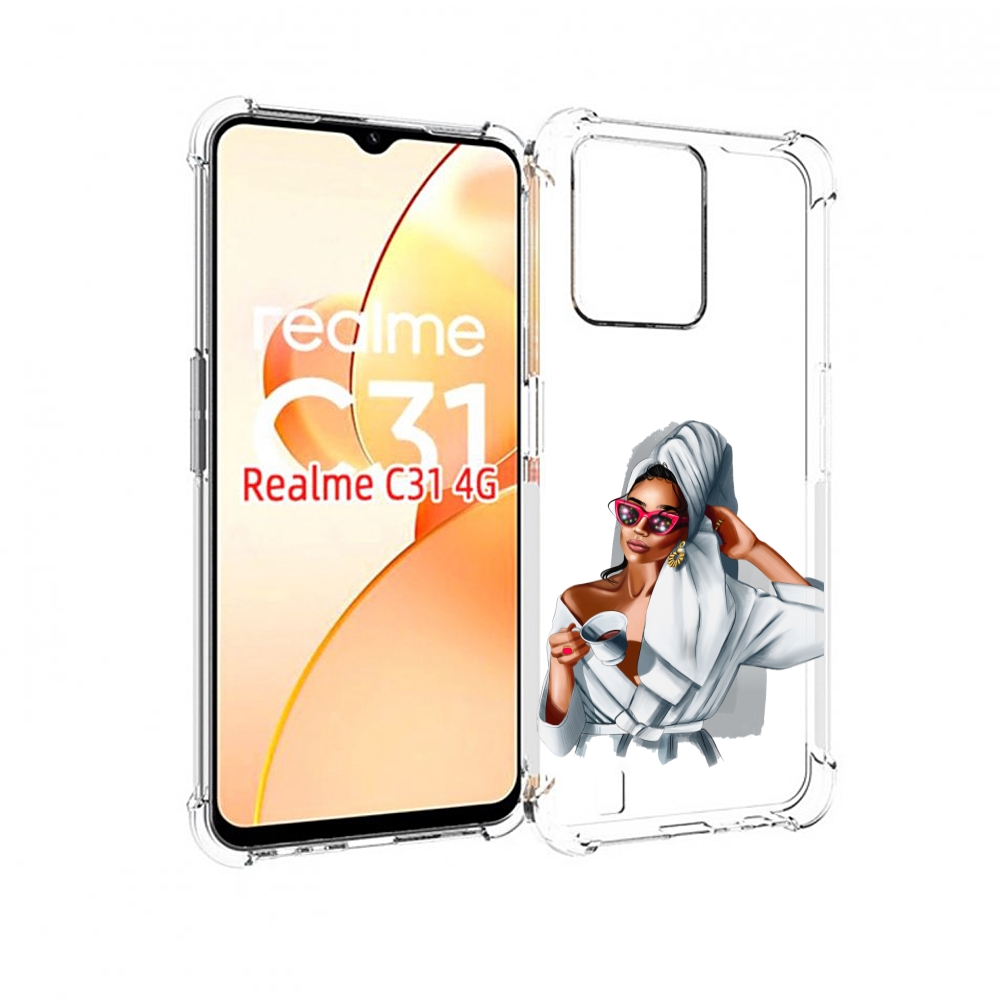 Чехол MyPads Девушка в белом халате женский для OPPO Realme C31