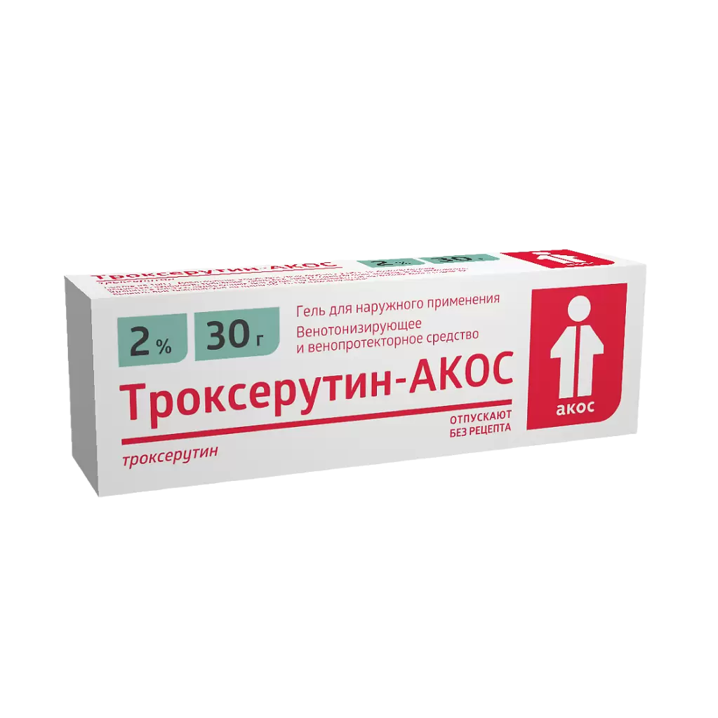 

Троксерутин-Акос, гель 2 %, туба 30 г