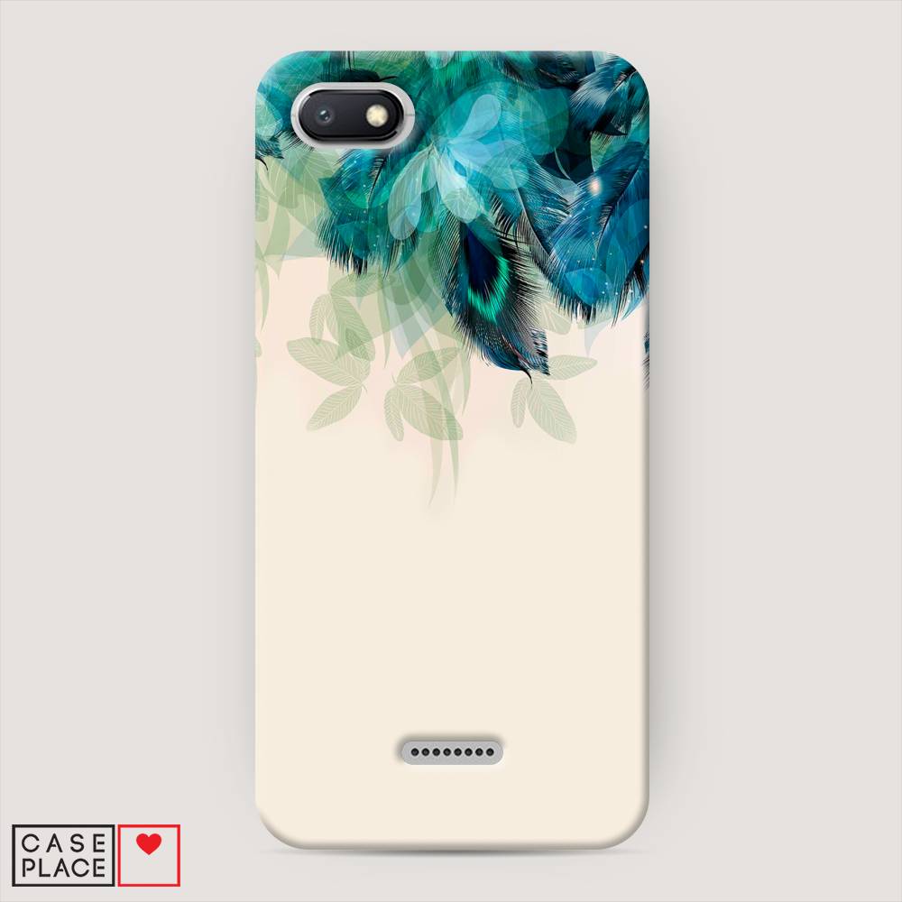 фото Пластиковый чехол "перья голубого цвета" на xiaomi redmi 6a awog