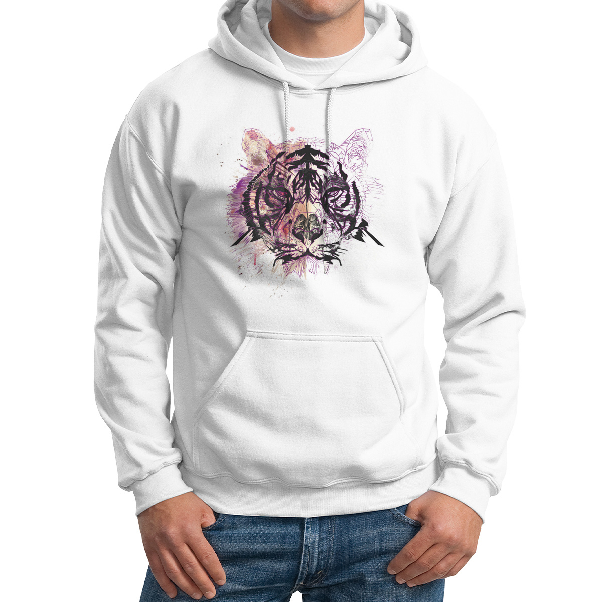 

Худи унисекс CoolPodarok Тигр контурный рисунок белое 52 RU, 2M015710