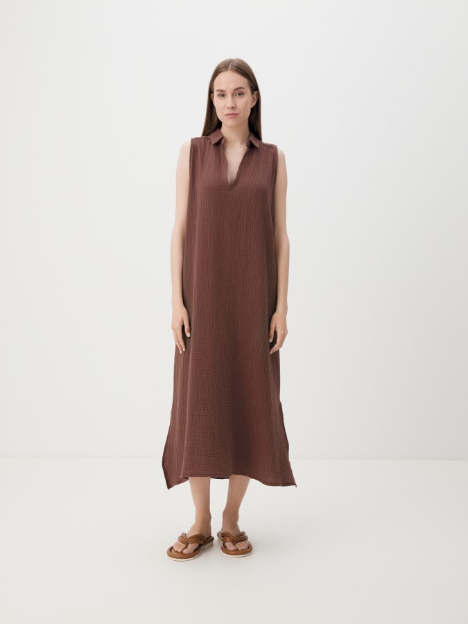 

Платье женское Maison David DRESS-2C коричневое XL, Коричневый, DRESS-2C