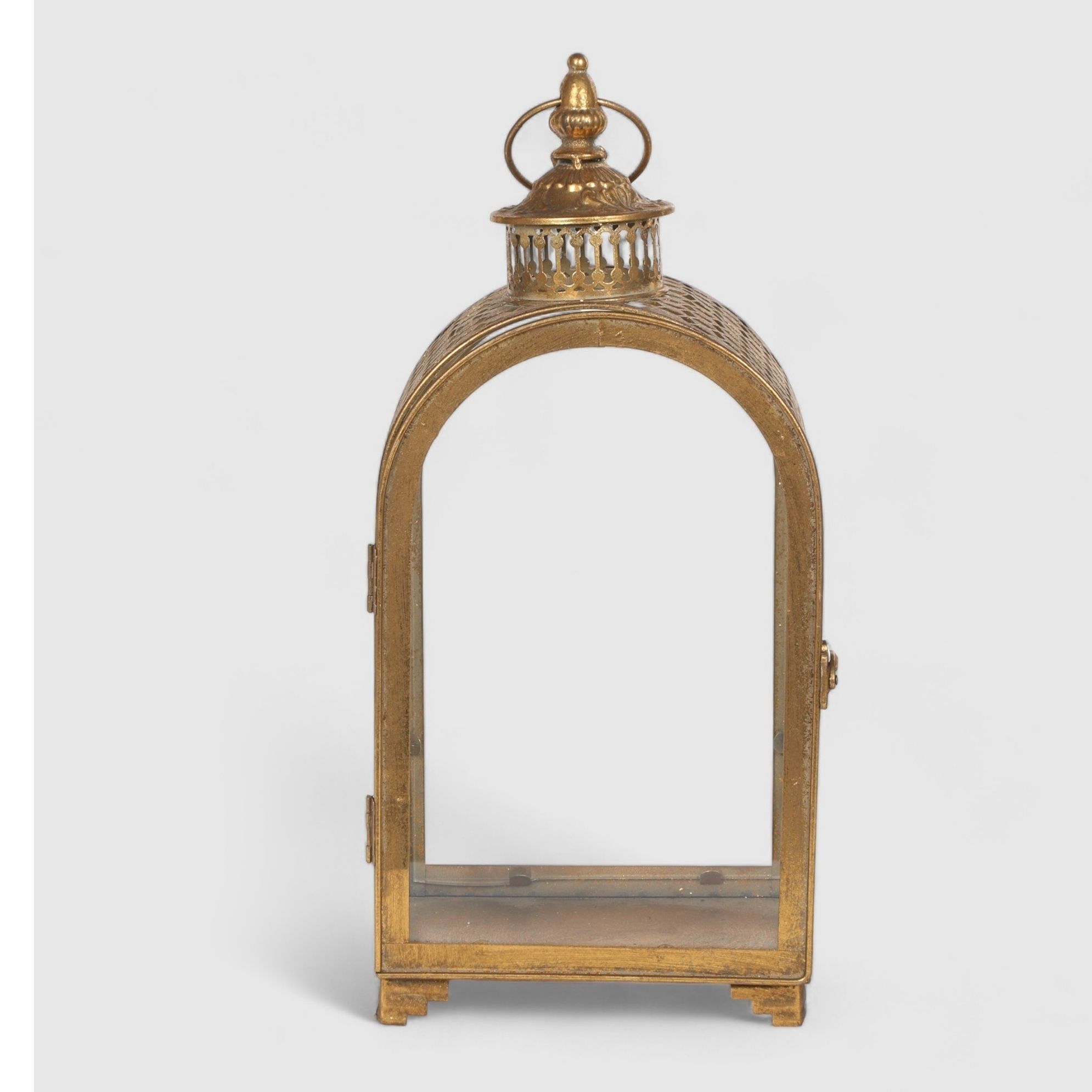 

Подсвечник-фонарь Dekor pap большой дерево-стекло, Золотистый