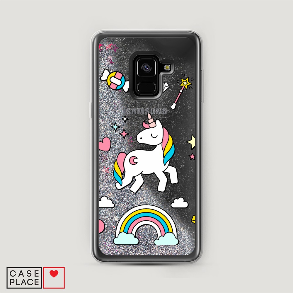 

Жидкий чехол с блестками "Принцесса единорог" на Samsung Galaxy A8 2018, 25491-1
