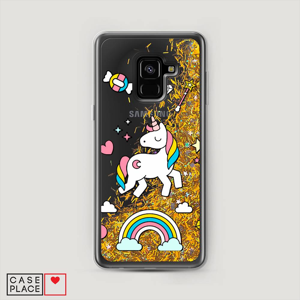 

Жидкий чехол с блестками "Принцесса единорог" на Samsung Galaxy A8 2018