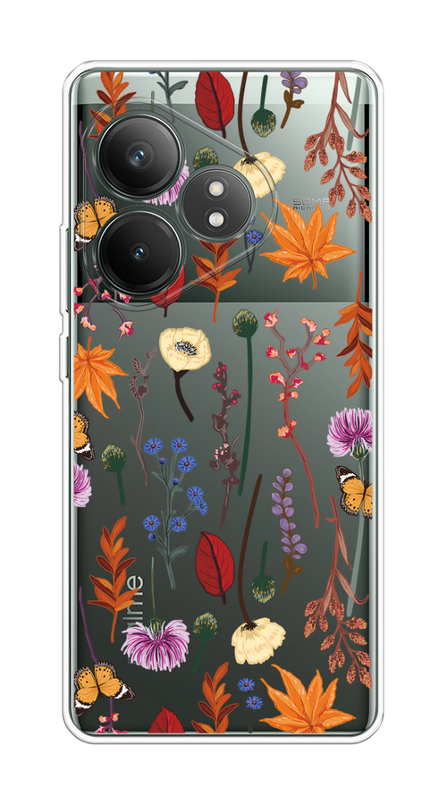 

Чехол на Realme GT Neo 6 SE "Orange Purple flowers", Оранжевый;красный;розовый;желтый;прозрачный, 2516850-1