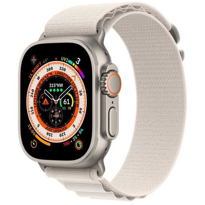 

Apple Watch Ultra 49mm Titanium Starlight Alpine Small (MQFQ3)