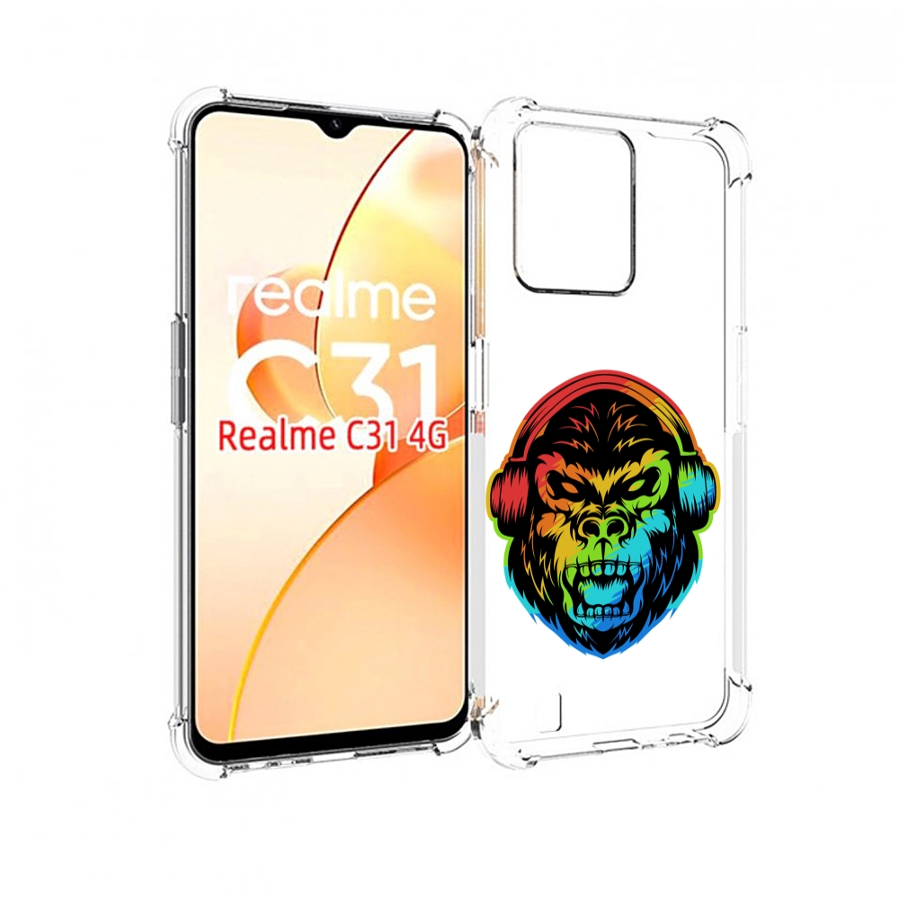 

Чехол MyPads Горилла-в-наушниках для OPPO Realme C31, Прозрачный, Tocco