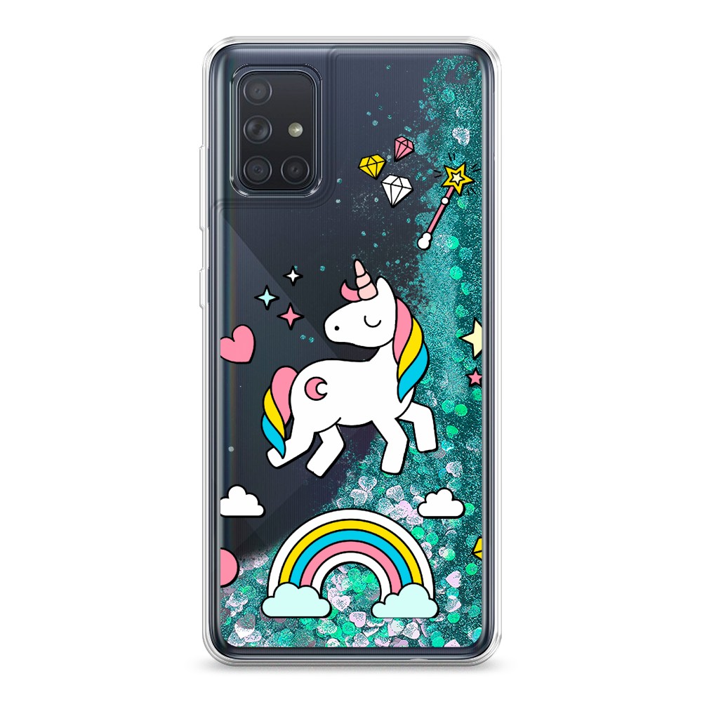 

Жидкий чехол с блестками "Принцесса единорог" на Samsung Galaxy A71, 29095-1