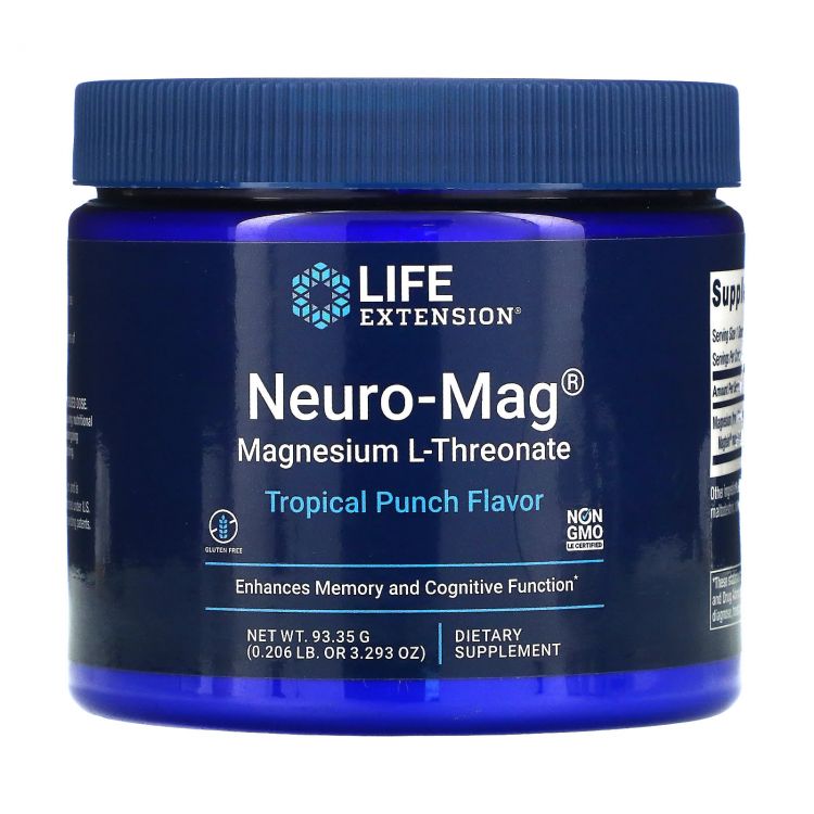 L-треонат магния Life extension Neuro-Mag со вкусом тропического пунша, 93г