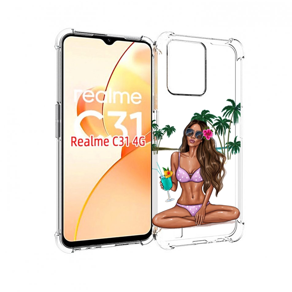 

Чехол MyPads Гавайская-девушка женский для OPPO Realme C31, Прозрачный, Tocco