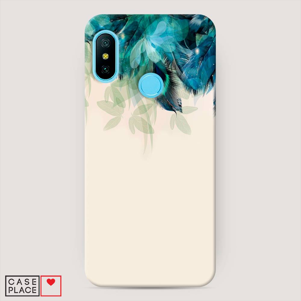 

Пластиковый чехол "Перья голубого цвета" на Xiaomi Redmi 6 Pro, 34020-1