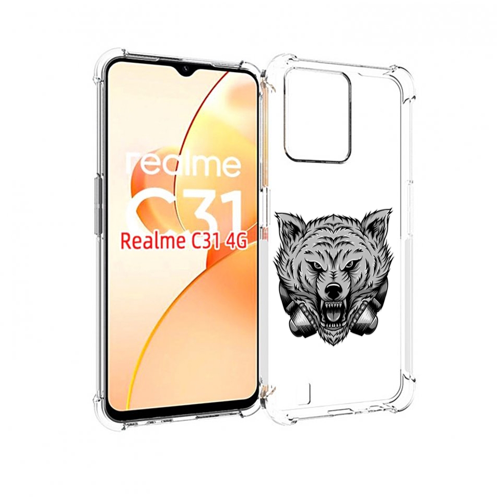 

Чехол MyPads Волк-в-наушниках мужской для OPPO Realme C31, Прозрачный, Tocco