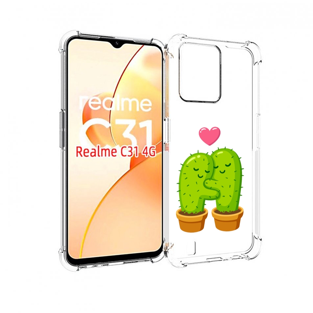

Чехол MyPads Влюбленные-кактусы для OPPO Realme C31, Прозрачный, Tocco